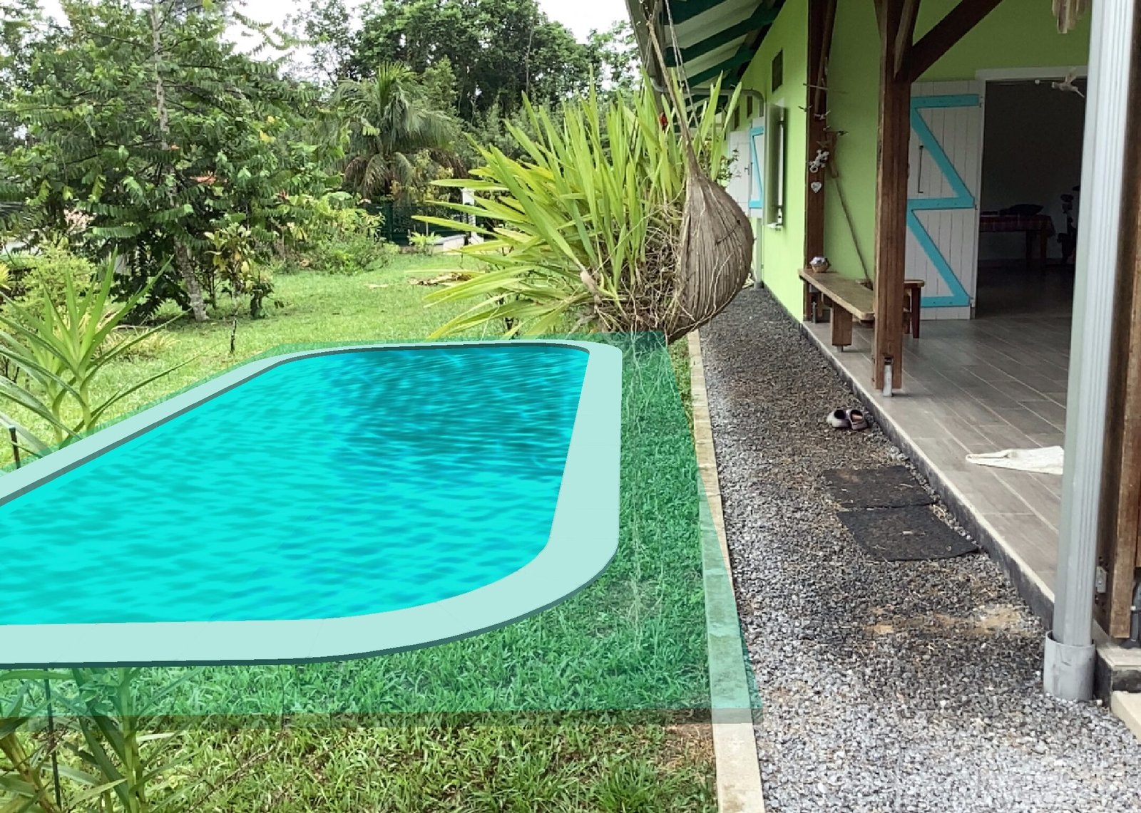 N°1 Réalité augmentée permet d’intégrer la piscine en 3D devant la terrasse de la Villa